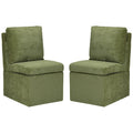 Chaise de salle à manger sans accoudoirs en chenille Stansberry avec rangement sous l'assise et roulettes (lot de 2)