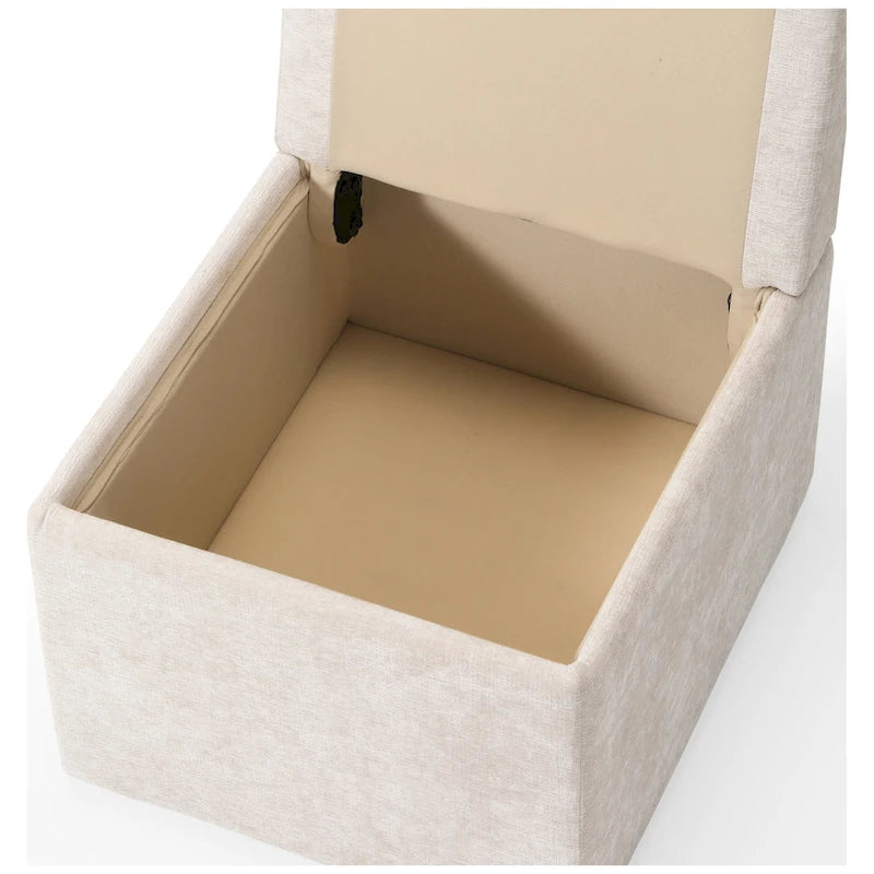 Chaise de salle à manger sans accoudoirs en chenille Stansberry avec rangement sous l'assise et roulettes (lot de 2)