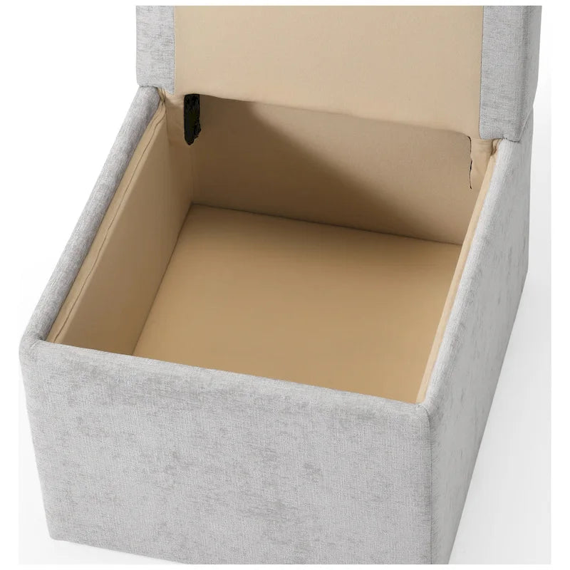 Chaise de salle à manger sans accoudoirs en chenille Stansberry avec rangement sous l'assise et roulettes (lot de 2)