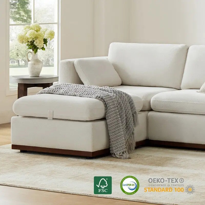 Canapé modulable surdimensionné en tissu en U Mia avec base en bois améliorée