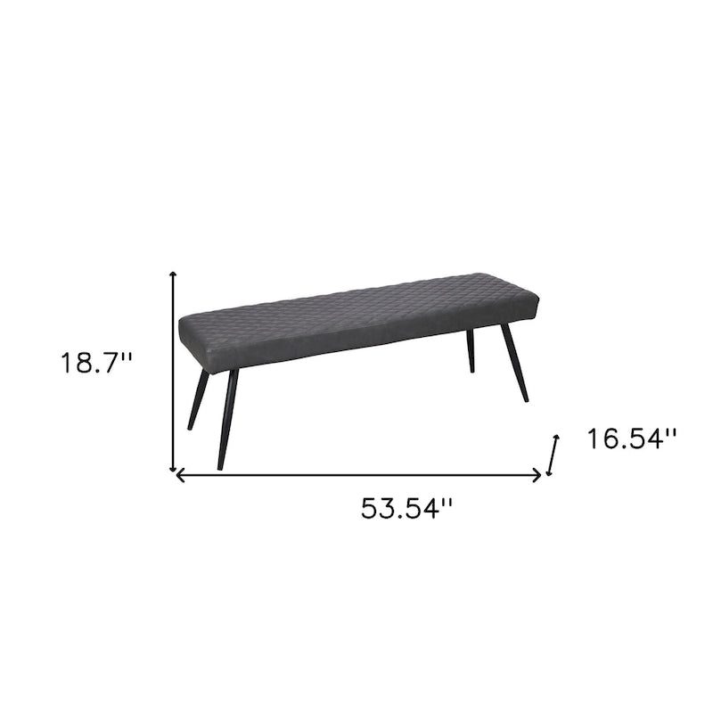 Banc de salle à manger HomeRoots 54 en similicuir gris foncé et noir - 53,54' X '18,7' X '16,54