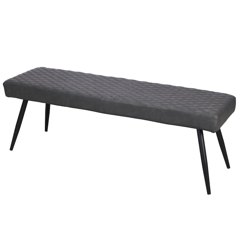 Banc de salle à manger HomeRoots 54 en similicuir gris foncé et noir - 53,54' X '18,7' X '16,54
