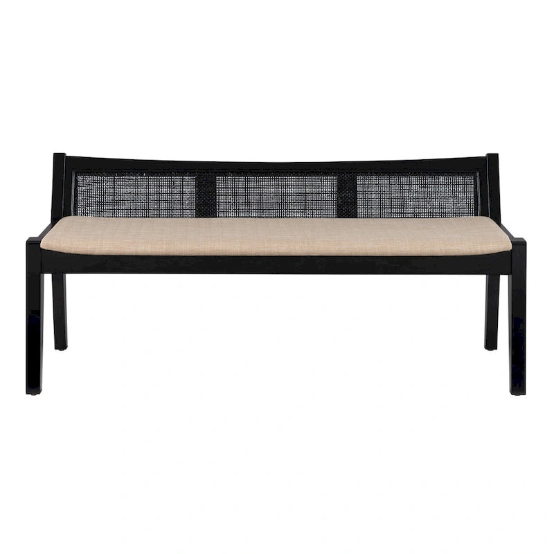 Banc en rotin tressé à profil bas - 52,5 - Noir