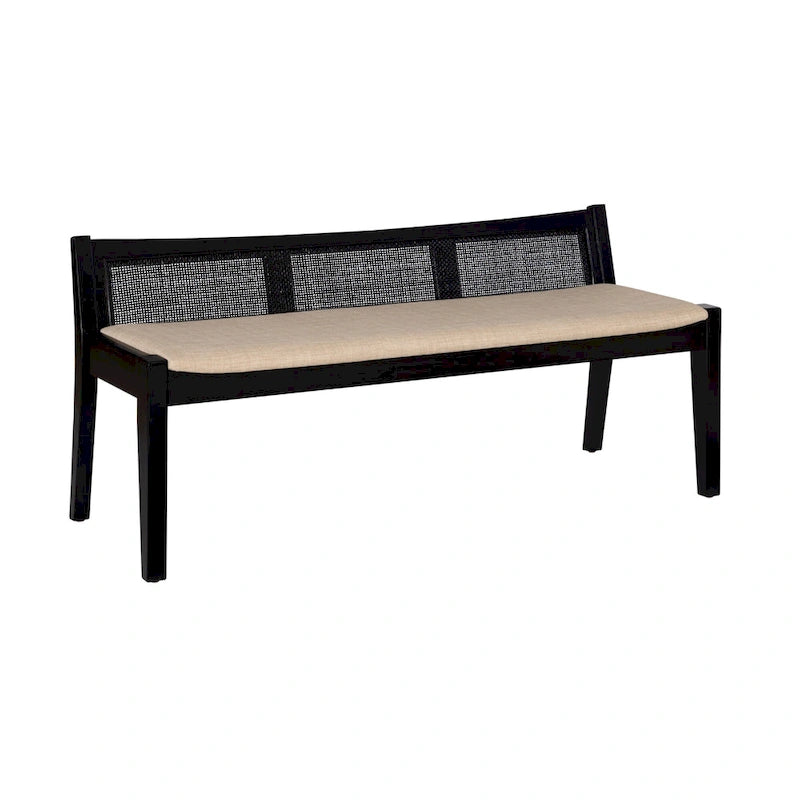 Banc en rotin tressé à profil bas - 52,5 - Noir