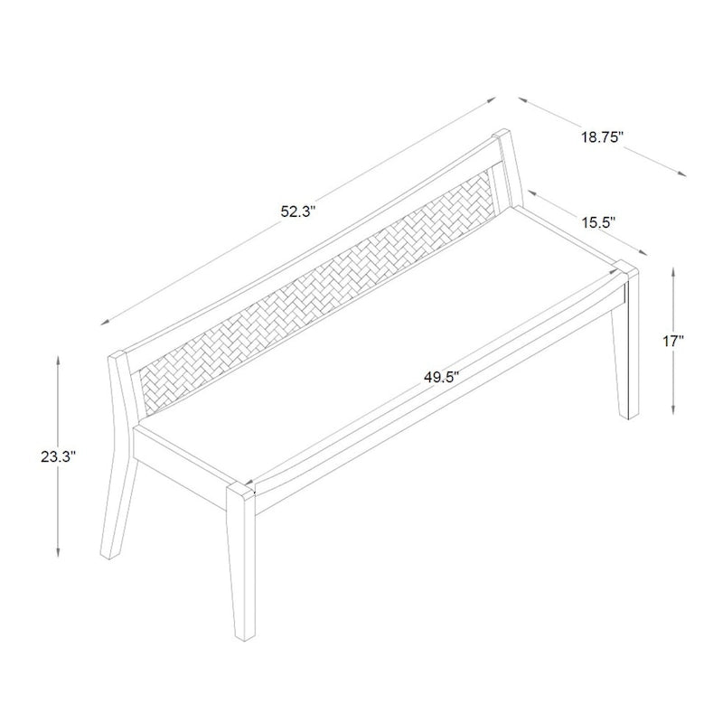 Banc en rotin tressé à profil bas - 52,5 - Noir