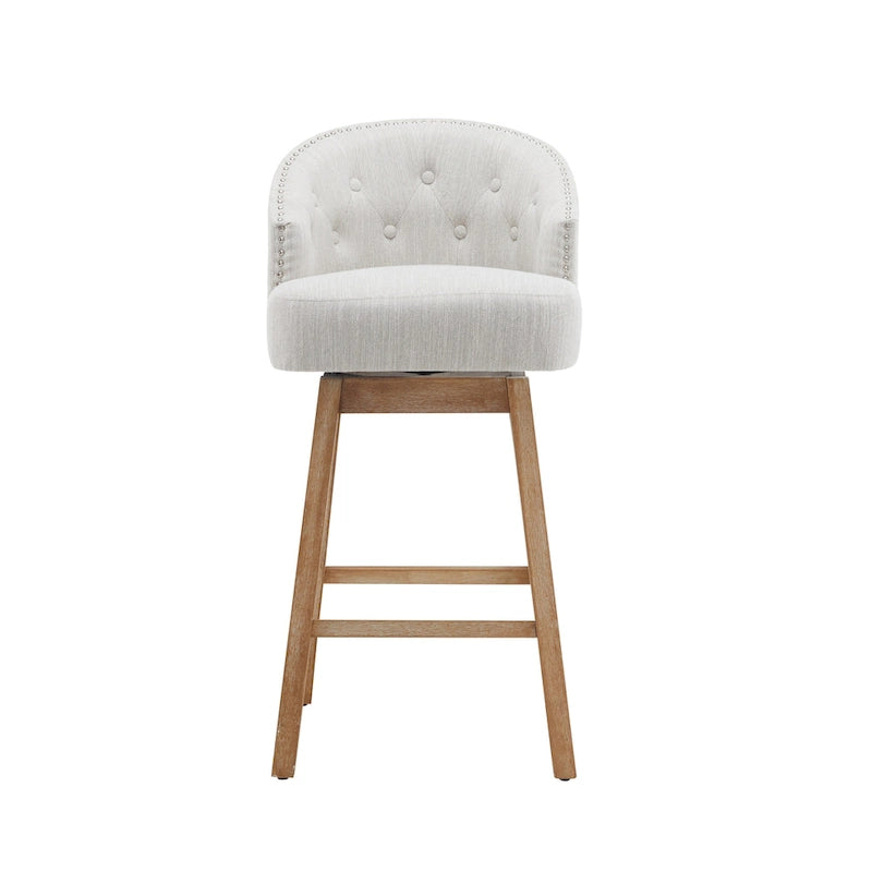 Tabourets de comptoir pivotants rembourrés Roomfitters 33.25, lot de 2 chaises de bar sans accoudoirs avec cadre en bois d'hévéa et repose-pieds