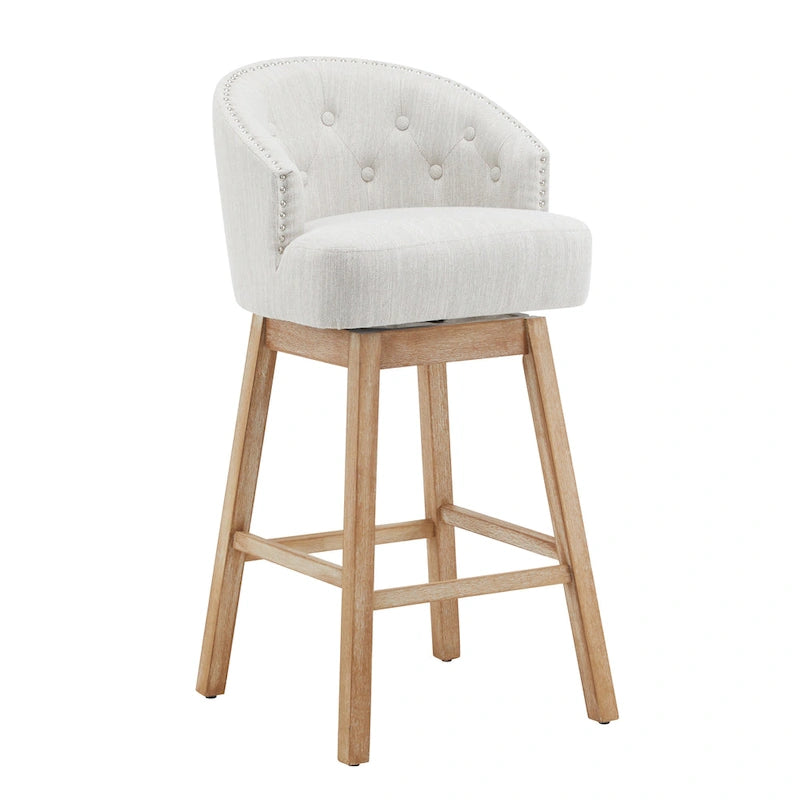 Tabourets de comptoir pivotants rembourrés Roomfitters 33.25, lot de 2 chaises de bar sans accoudoirs avec cadre en bois d'hévéa et repose-pieds