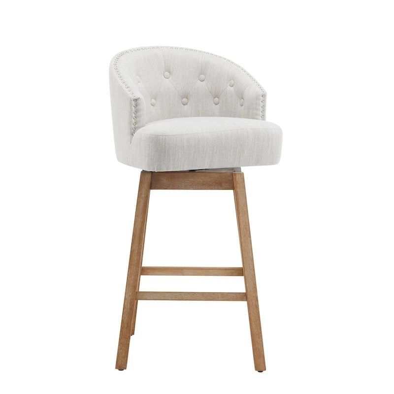 Tabourets de comptoir pivotants rembourrés Roomfitters 33.25, lot de 2 chaises de bar sans accoudoirs avec cadre en bois d'hévéa et repose-pieds