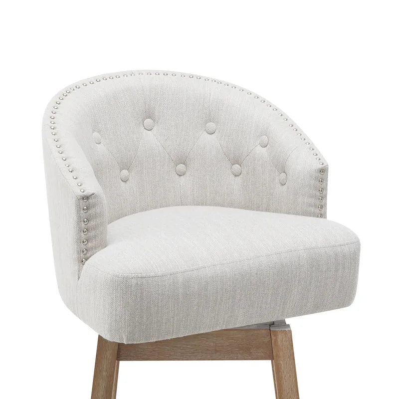 Tabourets de comptoir pivotants rembourrés Roomfitters 33.25, lot de 2 chaises de bar sans accoudoirs avec cadre en bois d'hévéa et repose-pieds