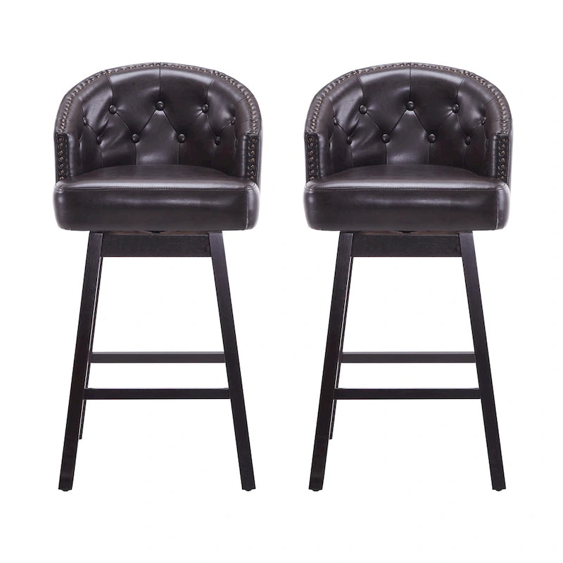 Tabourets de comptoir pivotants rembourrés Roomfitters 33.25, lot de 2 chaises de bar sans accoudoirs avec cadre en bois d'hévéa et repose-pieds