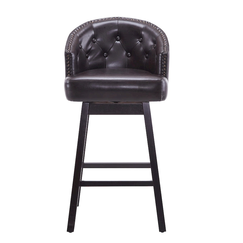 Tabourets de comptoir pivotants rembourrés Roomfitters 33.25, lot de 2 chaises de bar sans accoudoirs avec cadre en bois d'hévéa et repose-pieds