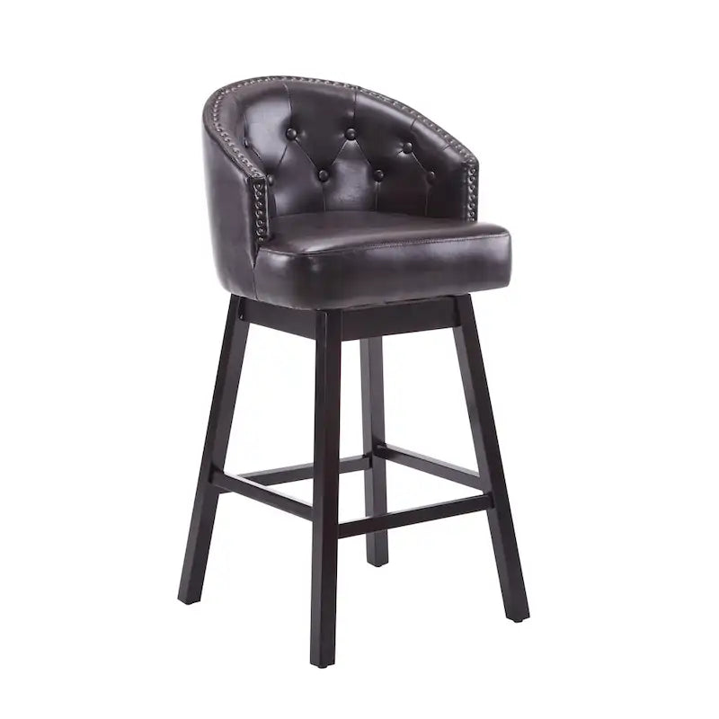 Tabourets de comptoir pivotants rembourrés Roomfitters 33.25, lot de 2 chaises de bar sans accoudoirs avec cadre en bois d'hévéa et repose-pieds