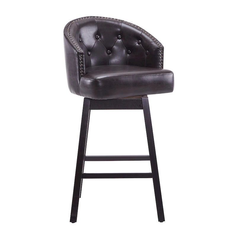 Tabourets de comptoir pivotants rembourrés Roomfitters 33.25, lot de 2 chaises de bar sans accoudoirs avec cadre en bois d'hévéa et repose-pieds