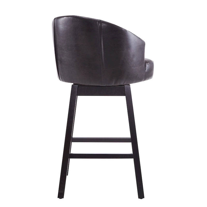 Tabourets de comptoir pivotants rembourrés Roomfitters 33.25, lot de 2 chaises de bar sans accoudoirs avec cadre en bois d'hévéa et repose-pieds