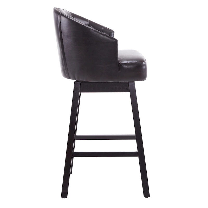 Tabourets de comptoir pivotants rembourrés Roomfitters 33.25, lot de 2 chaises de bar sans accoudoirs avec cadre en bois d'hévéa et repose-pieds