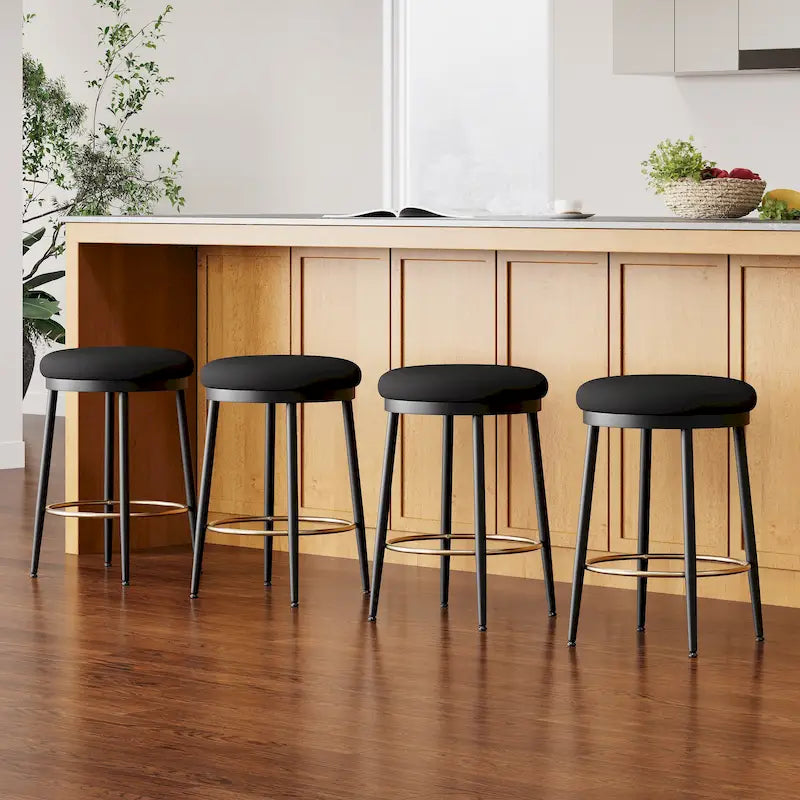 Tabourets de comptoir modernes Roomfitters, ensemble de 2 chaises hautes de bar avec cadre en fer, siège rembourré et repose-pieds