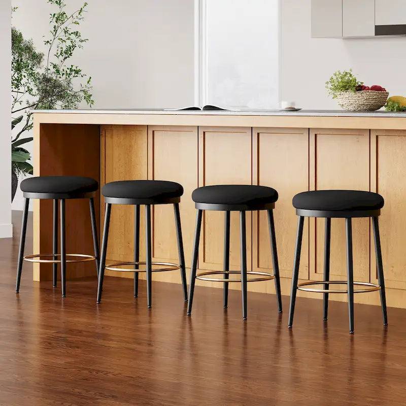 Tabourets de comptoir modernes Roomfitters, ensemble de 2 chaises hautes de bar avec cadre en fer, siège rembourré et repose-pieds