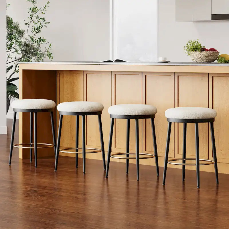 Tabourets de comptoir modernes Roomfitters, ensemble de 2 chaises hautes de bar avec cadre en fer, siège rembourré et repose-pieds
