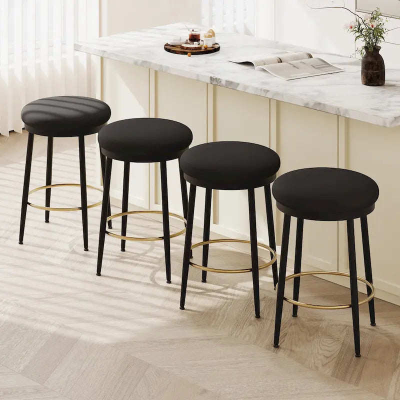 Tabourets de comptoir modernes Roomfitters, ensemble de 2 chaises hautes de bar avec cadre en fer, siège rembourré et repose-pieds