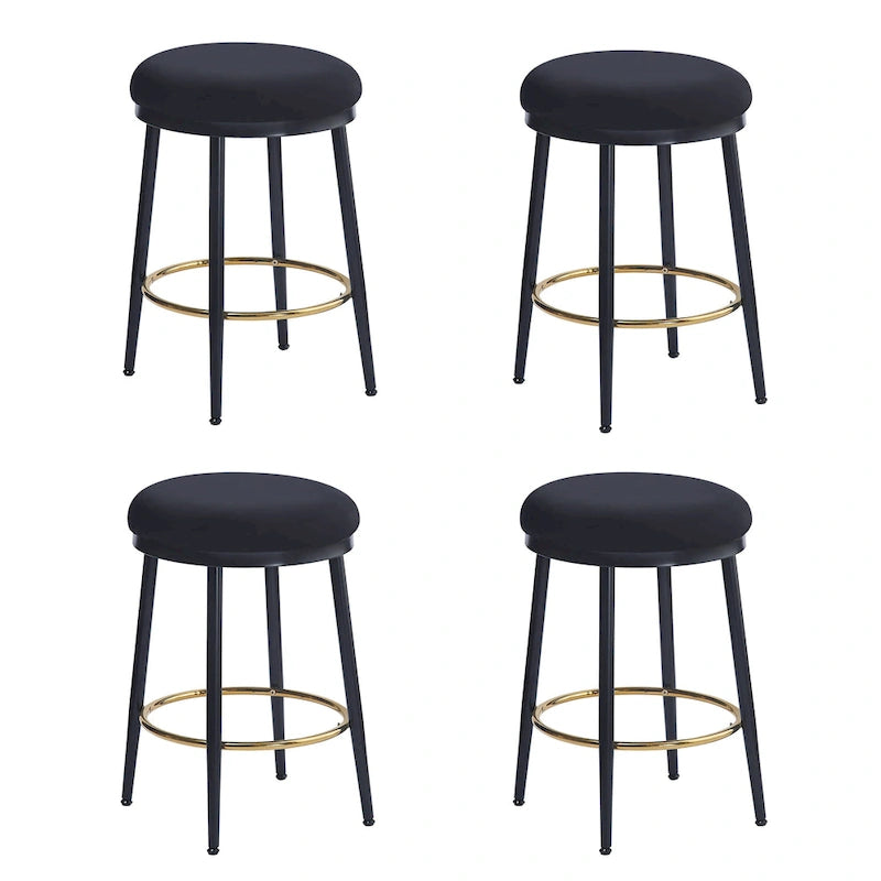 Tabourets de comptoir modernes Roomfitters, ensemble de 2 chaises hautes de bar avec cadre en fer, siège rembourré et repose-pieds
