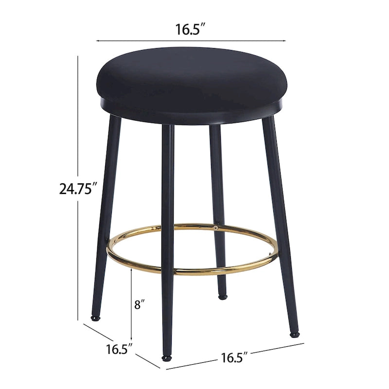 Tabourets de comptoir modernes Roomfitters, ensemble de 2 chaises hautes de bar avec cadre en fer, siège rembourré et repose-pieds