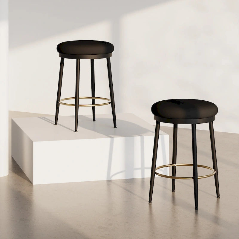 Tabourets de comptoir modernes Roomfitters, ensemble de 2 chaises hautes de bar avec cadre en fer, siège rembourré et repose-pieds