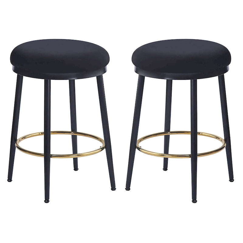 Tabourets de comptoir modernes Roomfitters, ensemble de 2 chaises hautes de bar avec cadre en fer, siège rembourré et repose-pieds