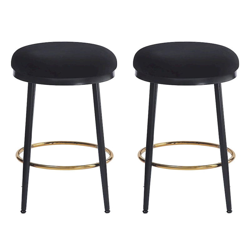 Tabourets de comptoir modernes Roomfitters, ensemble de 2 chaises hautes de bar avec cadre en fer, siège rembourré et repose-pieds