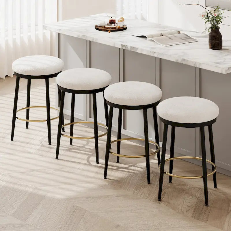 Tabourets de comptoir modernes Roomfitters, ensemble de 2 chaises hautes de bar avec cadre en fer, siège rembourré et repose-pieds
