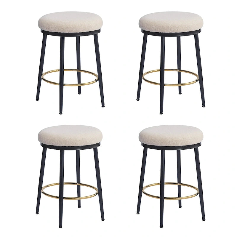 Tabourets de comptoir modernes Roomfitters, ensemble de 2 chaises hautes de bar avec cadre en fer, siège rembourré et repose-pieds