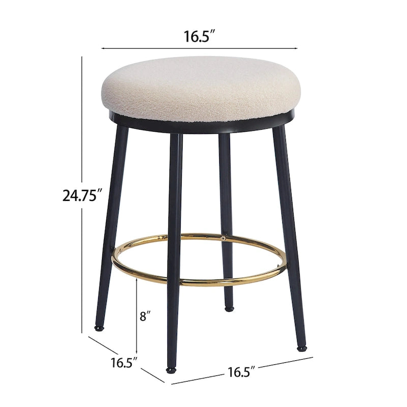 Tabourets de comptoir modernes Roomfitters, ensemble de 2 chaises hautes de bar avec cadre en fer, siège rembourré et repose-pieds