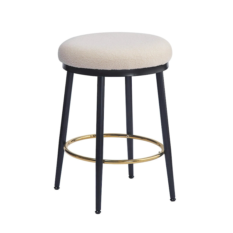 Tabourets de comptoir modernes Roomfitters, ensemble de 2 chaises hautes de bar avec cadre en fer, siège rembourré et repose-pieds