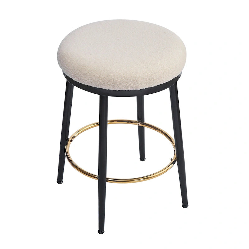 Tabourets de comptoir modernes Roomfitters, ensemble de 2 chaises hautes de bar avec cadre en fer, siège rembourré et repose-pieds