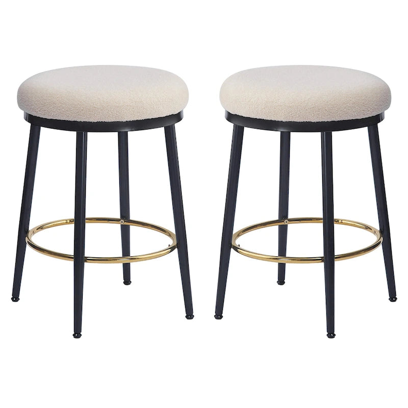 Tabourets de comptoir modernes Roomfitters, ensemble de 2 chaises hautes de bar avec cadre en fer, siège rembourré et repose-pieds