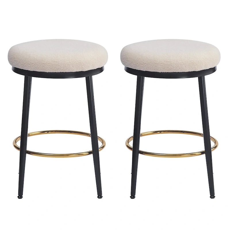 Tabourets de comptoir modernes Roomfitters, ensemble de 2 chaises hautes de bar avec cadre en fer, siège rembourré et repose-pieds