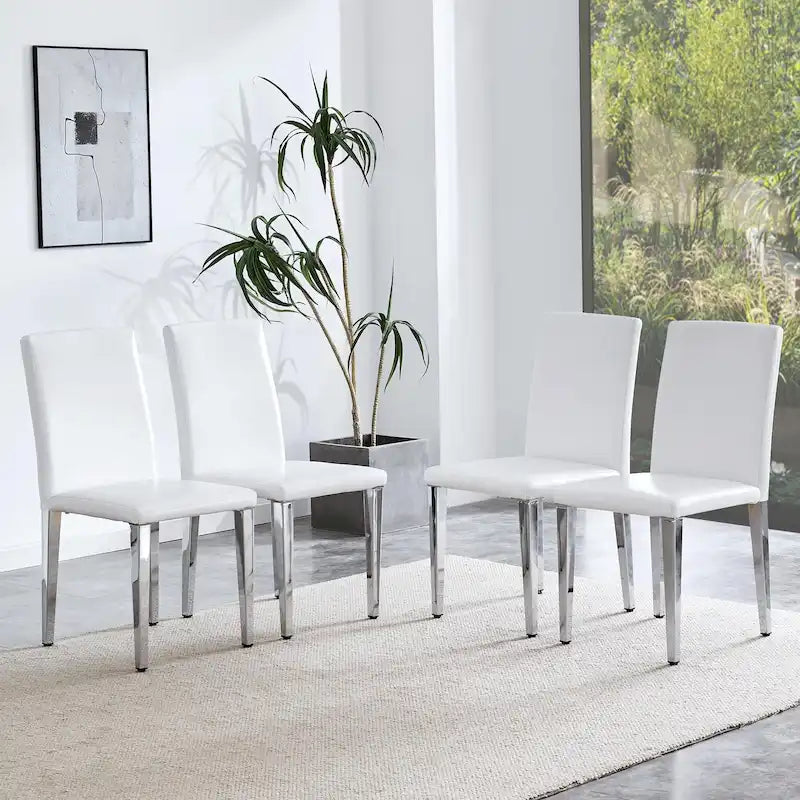 Lot de 4 chaises de salle à manger, chaises de cuisine et de salle à manger modernes, assise en similicuir, pieds en métal