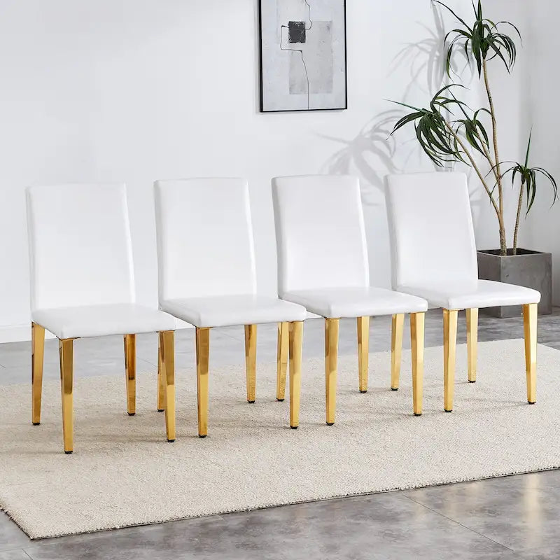 Lot de 4 chaises de salle à manger, chaises de cuisine et de salle à manger modernes, assise en similicuir, pieds en métal
