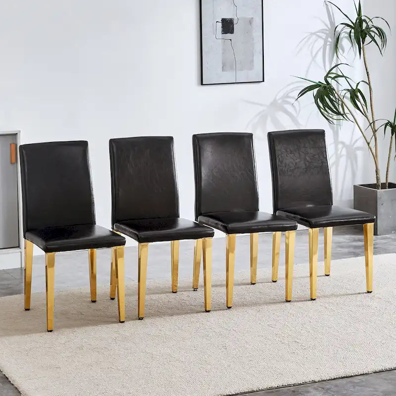 Lot de 4 chaises de salle à manger, chaises de cuisine et de salle à manger modernes, assise en similicuir, pieds en métal