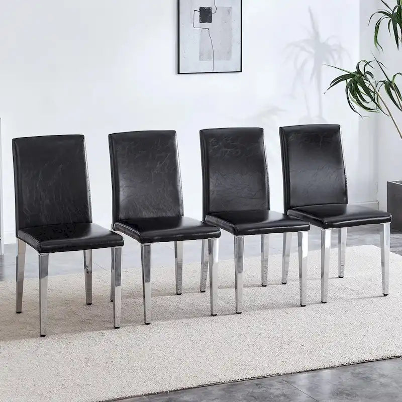 Lot de 4 chaises de salle à manger, chaises de cuisine et de salle à manger modernes, assise en similicuir, pieds en métal