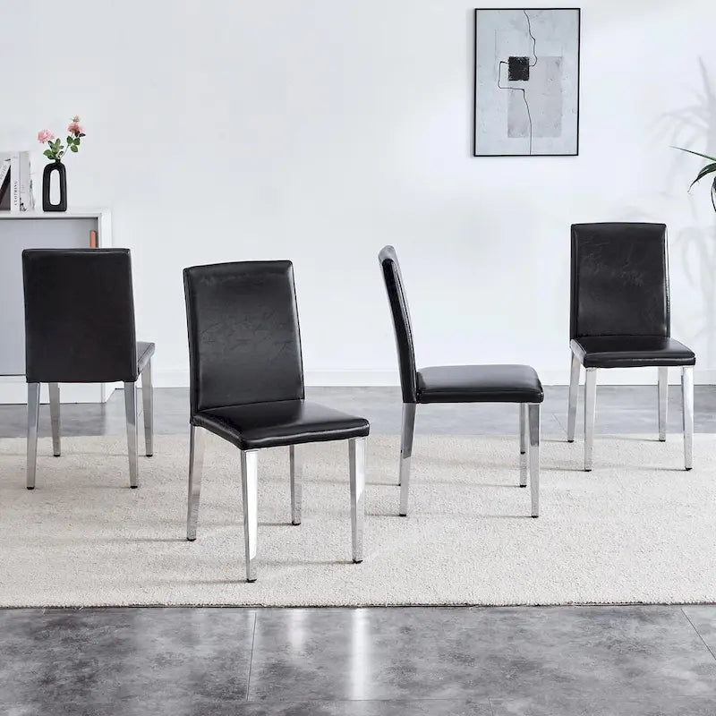 Lot de 4 chaises de salle à manger, chaises de cuisine et de salle à manger modernes, assise en similicuir, pieds en métal