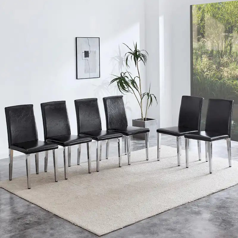 Lot de 4 chaises de salle à manger, chaises de cuisine et de salle à manger modernes, assise en similicuir, pieds en métal