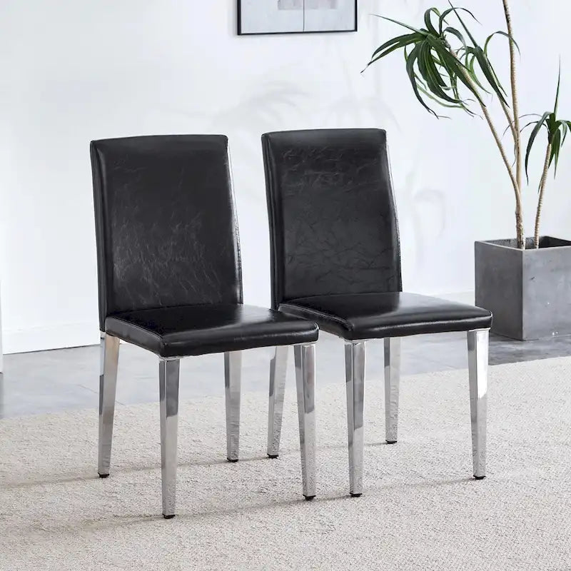 Lot de 4 chaises de salle à manger, chaises de cuisine et de salle à manger modernes, assise en similicuir, pieds en métal