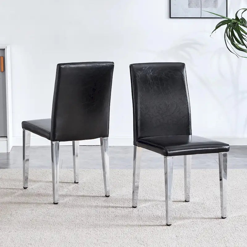 Lot de 4 chaises de salle à manger, chaises de cuisine et de salle à manger modernes, assise en similicuir, pieds en métal