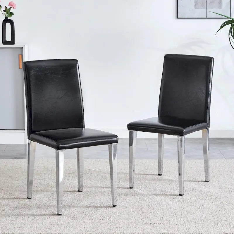 Lot de 4 chaises de salle à manger, chaises de cuisine et de salle à manger modernes, assise en similicuir, pieds en métal