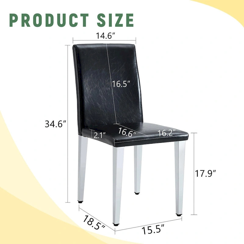Lot de 4 chaises de salle à manger, chaises de cuisine et de salle à manger modernes, assise en similicuir, pieds en métal
