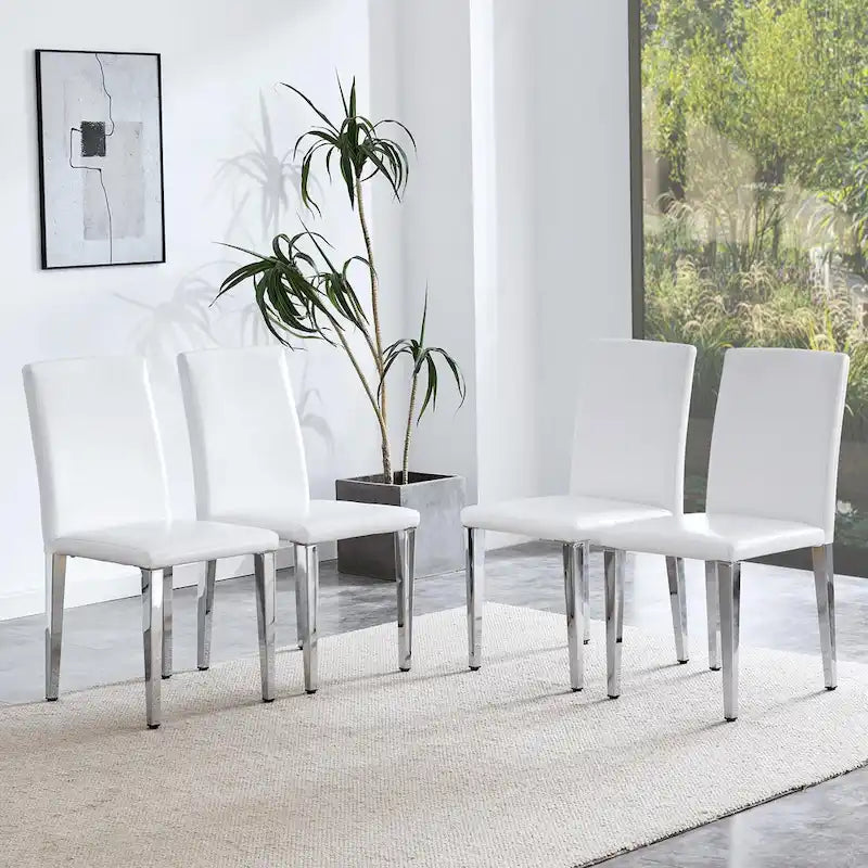 Lot de 4 chaises de salle à manger, chaises de cuisine et de salle à manger modernes, assise en similicuir, pieds en métal