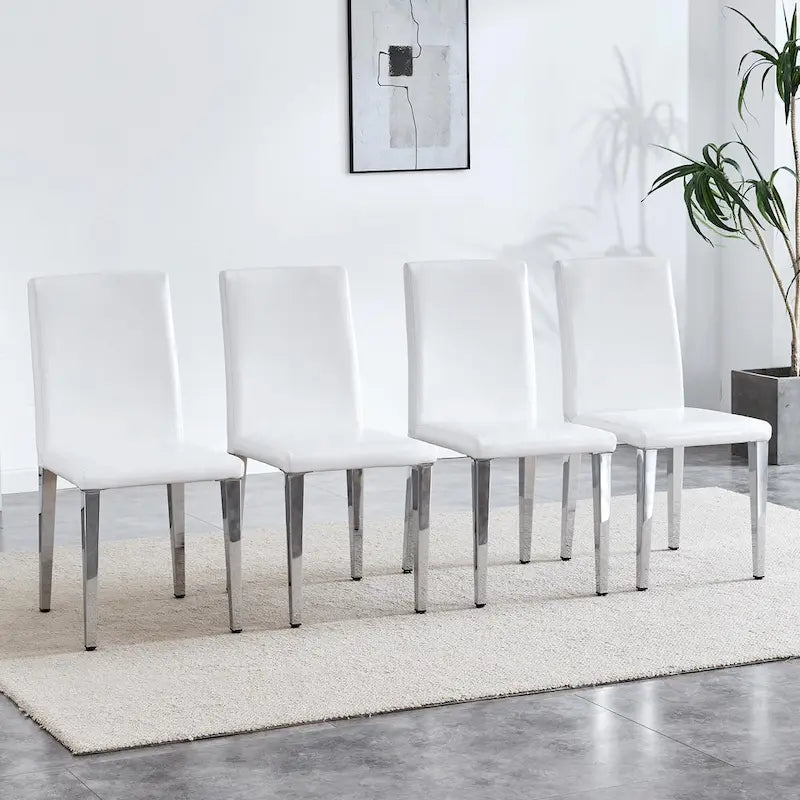 Lot de 4 chaises de salle à manger, chaises de cuisine et de salle à manger modernes, assise en similicuir, pieds en métal