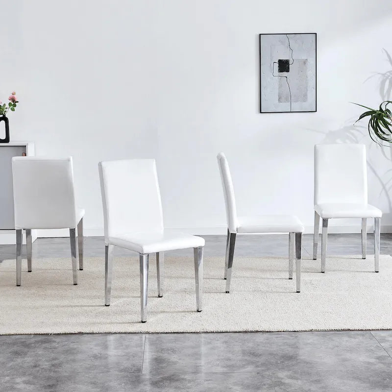 Lot de 4 chaises de salle à manger, chaises de cuisine et de salle à manger modernes, assise en similicuir, pieds en métal
