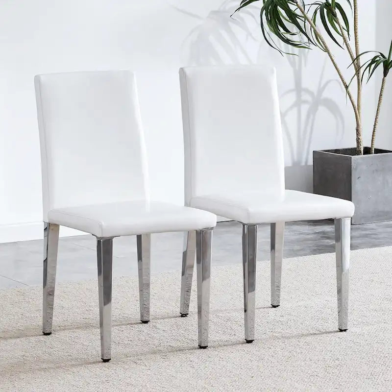 Lot de 4 chaises de salle à manger, chaises de cuisine et de salle à manger modernes, assise en similicuir, pieds en métal