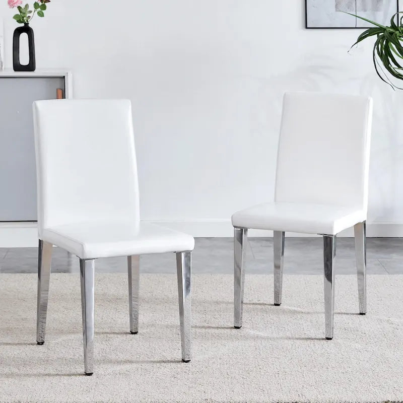 Lot de 4 chaises de salle à manger, chaises de cuisine et de salle à manger modernes, assise en similicuir, pieds en métal